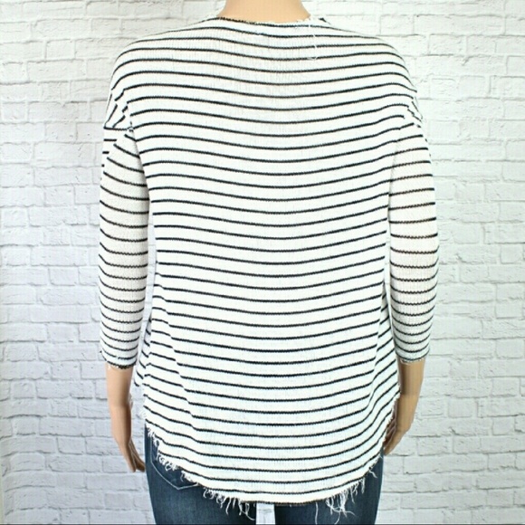 BDG Black & White Striped fringe Top - Picture 4 of 7